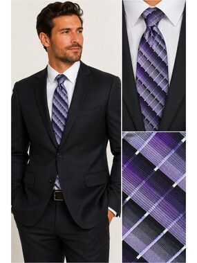 STATEMENTS Purple Printed Silk Tie